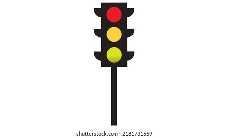 Black traffic light with three colors red, yellow and green. vector
