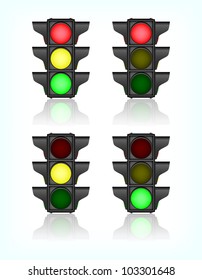Black traffic lights, vector, 10eps.
