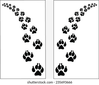 Black trail left and right of footsteps of dogs 2, vector
