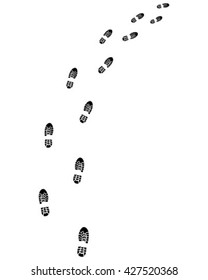 Black trail of shoes, turn right,vector
