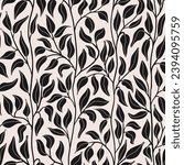 Black trailing foliage seamless vector pattern, great for textile, wallpaper, scrapbook, packaging