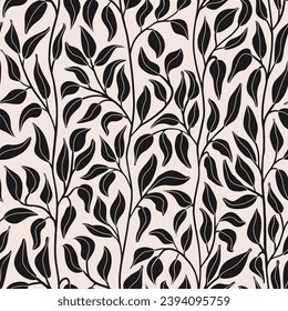 Black trailing foliage seamless vector pattern, great for textile, wallpaper, scrapbook, packaging