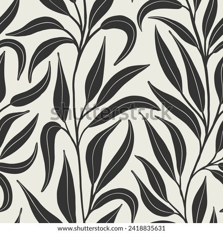 Black trailing foliage seamless vector pattern, great for textile, wallpaper, scrapbook, packaging