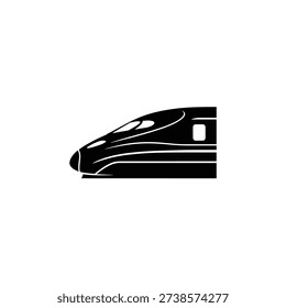Black train front view white background transportation