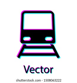 Black Train icon isolated on white background. Public transportation symbol. Subway train transport. Metro underground.  Vector Illustration