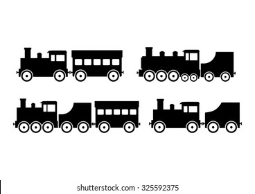 Black train icons on white background      