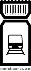 Black Train ticket icon isolated on white background. Travel by railway.  Vector Illustration