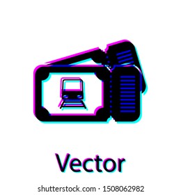 Black Train ticket icon isolated on white background. Travel by railway.  Vector Illustration