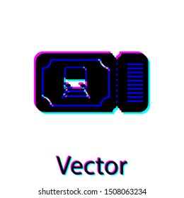 Black Train ticket icon isolated on white background. Travel by railway.  Vector Illustration