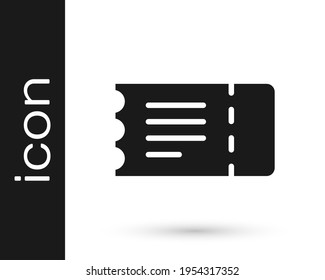 Icono de boleto de tren negro aislado en fondo blanco. Viajes por ferrocarril.  Vector