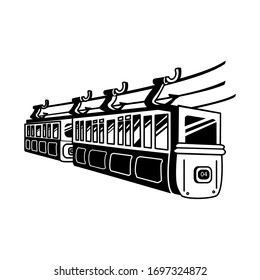 Black Train. Vector. Suspension Railway