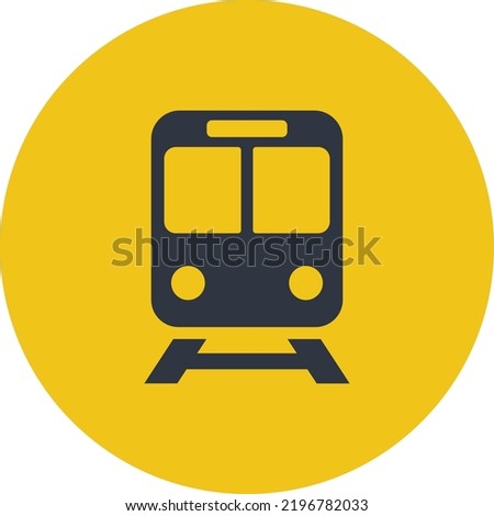 Black train in a yellow circle icon vector.
