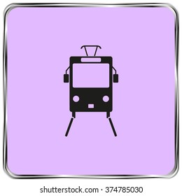 Black tram, vector illustration