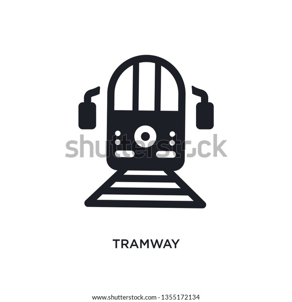 black tramway isolated vector icon. simple element\
illustration from transportation concept vector icons. tramway\
editable logo symbol design on white background. can be use for web\
and mobile