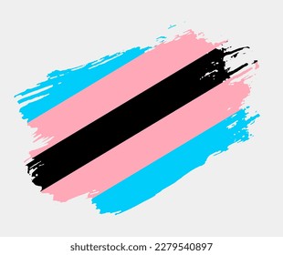 Bandera Trans Negra pintada con pincel sobre fondo blanco. Concepto de derechos LGBT. Afiche de los modernos desfiles del orgullo. Ilustración del vector