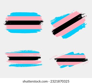 Black Trans Flag painted with brush on white background. LGBT rights concept. Modern pride parades poster. Vector illustration	
