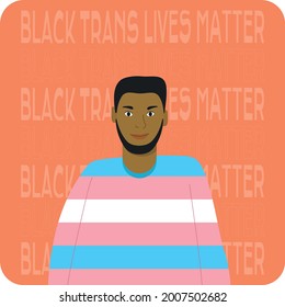 Black Trans Man With Transgender Flag Sweatshirt On Custom Background. Black Trans Lives Matter.