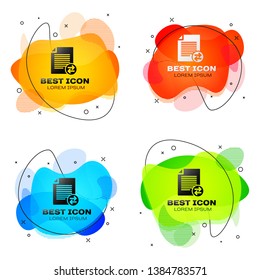 Black Transfer files icon isolated. Copy files, data exchange, backup, PC migration, file sharing concepts. Set of liquid color abstract geometric shapes. Vector Illustration