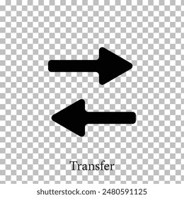 Black Transfer vector icon isolated on transparent background, Transfer transparency logo design. Swap icon vector. Reverse arrows illustration. Exchange icon. Vector illustration. Eps file 36.