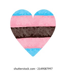 black transgender flag heart icon - artisitic hand drawn paint textured vector illustration. Black Trans Flag background template, symbol of LGBTQ community.