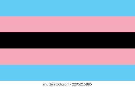 Black Transgender Pride Flag. Flag represents discrimination and violence towards the black transgender community. It is based on the transgender flag, but a white stripe is replaced with a black one.