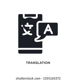 black translation isolated vector icon. simple element illustration from artificial intelligence concept vector icons. translation editable black logo symbol design on white background. can be use
