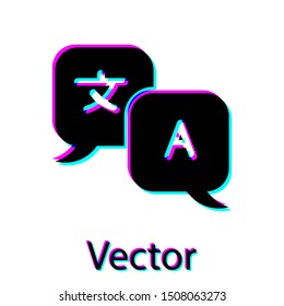 Black Translator icon isolated on white background. Foreign language conversation icons in chat speech bubble. Translating concept.  Vector Illustration