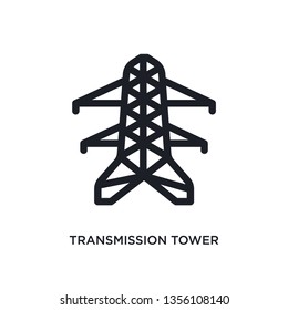 black transmission tower isolated vector icon. simple element illustration from industry concept vector icons. transmission tower editable logo symbol design on white background. can be use for web
