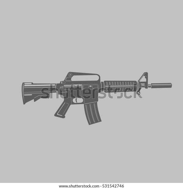 Black Transparent Assault Rifle Vector Illustrations Stock Vector ...