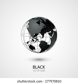 Black transparent globe isolated in white background. Vector icon.