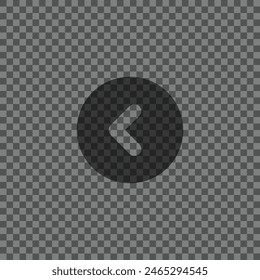 Black Transparent Left Pagination Arrow on a Grey Checkered Background. White arrows for Pages Turn on Carousel Posts. Vector Illustration.