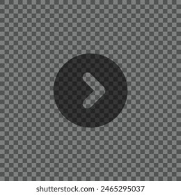 Black Transparent Right Pagination Arrow on a Grey Checkered Background. White arrows for Pages Turn on Carousel Posts. Vector Illustration.