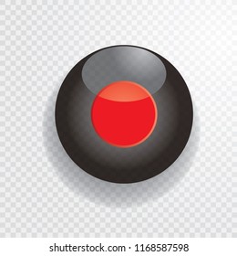 black transparent stop button with red circle, vector illustration