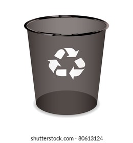 Black transparent trash or waste recycle bin