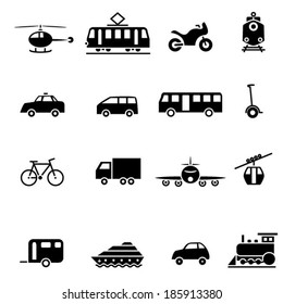 Black transportation set icon