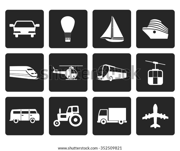 Black\
Transportation and travel icons - vector icon\
set