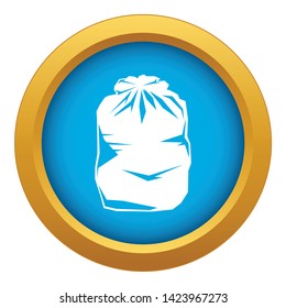 Black trash bag icon blue vector isolated on white background for any design