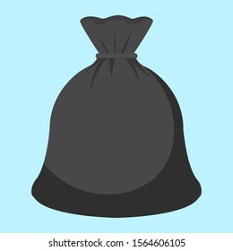 Black Trash Bag Icon Isolated On A Light Blue Background. Vector Illustration EPS 10.