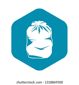 Black trash bag icon in simple style isolated on white background