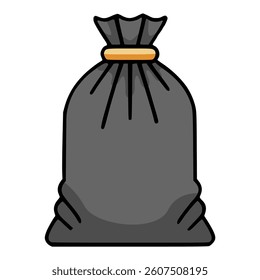 black trash bag plastic junk flat color vector illustration template design