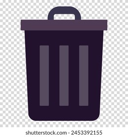 Black trash can, garbage, bad ideas, care of the surrounding space, flat design, simple image, cartoon style. Bad content concept. Vector line icon for business and advertising