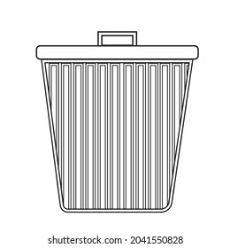 Black Trash Can Icon flat