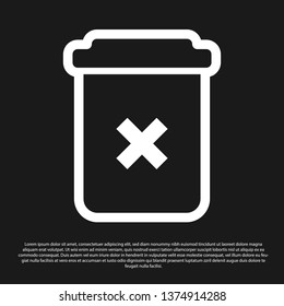 Black Trash can icon isolated on black background. Delete icon. Garbage bin sign. Recycle basket icon. Office trash icon. Vector Illustration