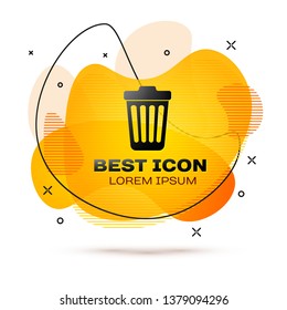 Black Trash can icon isolated on white background. Garbage bin sign. Fluid color banner. Vector Illustration