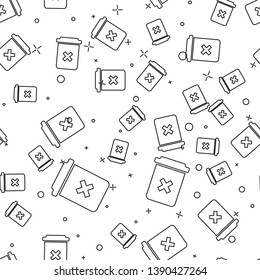 Black Trash can icon isolated seamless pattern on white background. Delete icon. Garbage bin sign. Recycle basket icon. Office trash icon. Vector Illustration