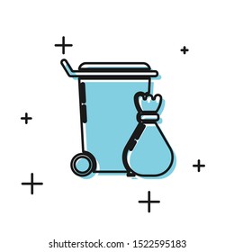 Black Trash can icon isolated on white background. Garbage bin sign. Recycle basket icon. Office trash icon.  Vector Illustration