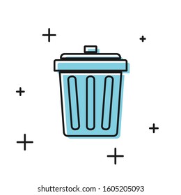 Black Trash can icon isolated on white background. Garbage bin sign. Recycle basket icon. Office trash icon.  Vector Illustration