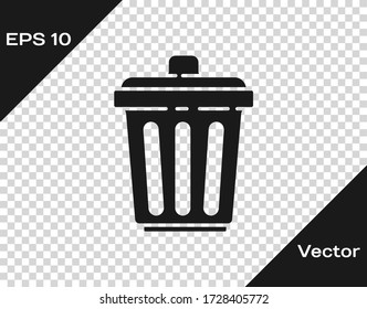 La barra negra puede aislar el icono en un fondo transparente. Signo de basurero. Icono de la canasta de reciclaje. Icono de papelera. Ilustración vectorial