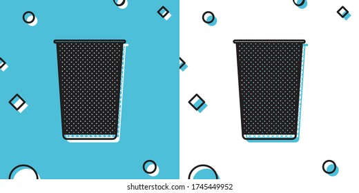 Black Trash can icon isolated on blue and white background. Garbage bin sign. Recycle basket icon. Office trash icon. Random dynamic shapes. Vector Illustration