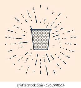 Black Trash can icon isolated on beige background. Garbage bin sign. Recycle basket icon. Office trash icon. Abstract circle random dots. Vector Illustration